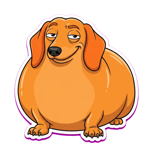 The dachshund mascot with a smug look